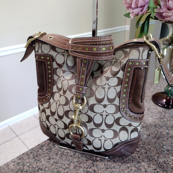 Rare Coach Vintage Perforated Duffle Signature Leather hampton Hobo bag - Picture 13 of 16